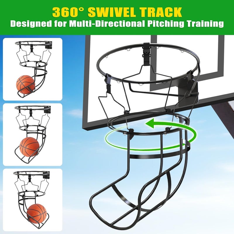 KingDolly 360° Swivel Track Basketball Return Attachment, Basketball Rebounder with 3 Anti-Slip Buckles, Ball Return for Basketball Hoop for Solo Practice, Shooting Training Indoor/Outdoor - Image 2